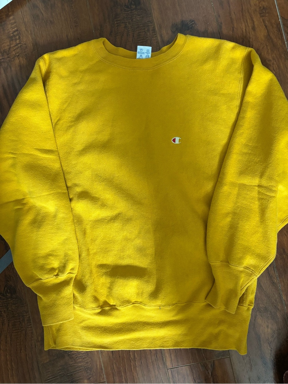 Vintage champion Men's Crewneck Sweatshirt in Mustard Yellow USA made size L